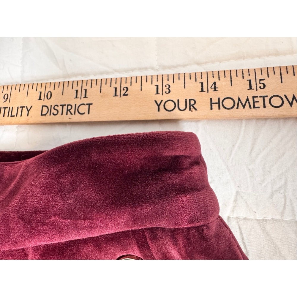 Royalcore Burgundy‎ Velvet Flares Wide Leg Sailor Pants Gold Buttons Size 2 - Picture 6 of 7